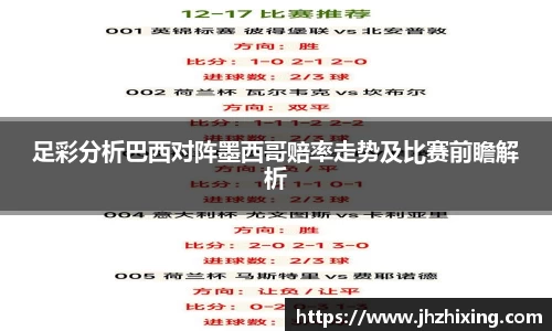足彩分析巴西对阵墨西哥赔率走势及比赛前瞻解析